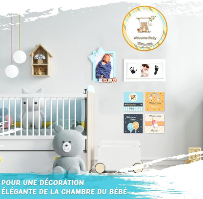 Heliqua Kit Babyabdrücke 100% sicher mit massivem Holzrahmen für Babyabdrücke