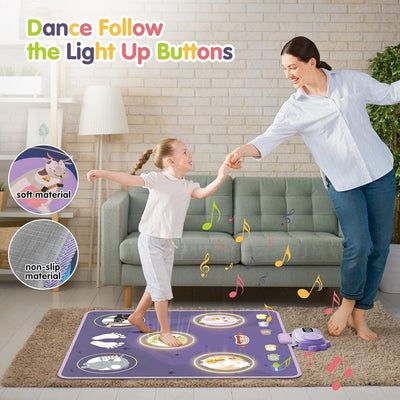 Tanzmatte Spielzeug für 3–8 Jahre Musikmatte + Musik-Player Tier-Leucht-Tanzpad