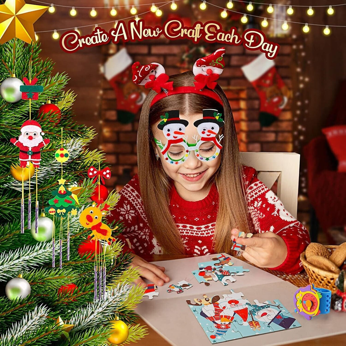 Weihnachts Adventskalender kinder: 24 DIY Bastelsets,Weihnachtsdekoration a