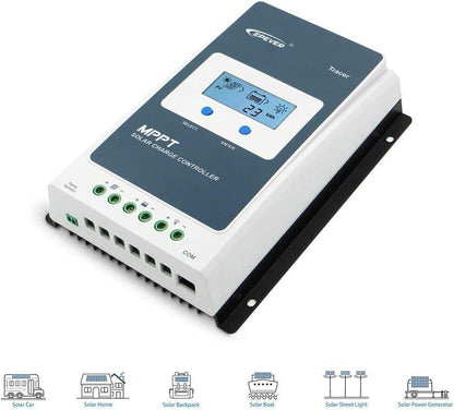 MPPT Solarladeregler, Solarregler 10 A/20 A/30 A/40 A MPPT-System mit LCD-Displa