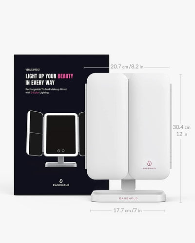 EASEHOLD Schminkspiegel 5000 mAh beleuchtet, wiederaufladbar, 3 Farb-Beleuchtung