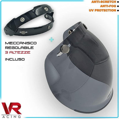 VRacing Visier für Jethelm mit 3 Knöpfen, universell einsetzbar, Visier Bubble m