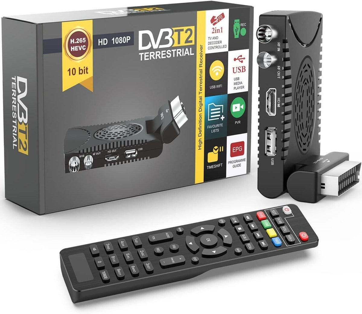 Digitaler terrestrischer Decoder 2023 – DVB-T2 HD 1080P Receiver H265 HEVC Main