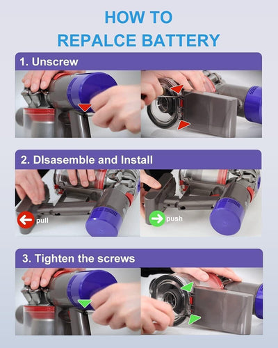 DTK Ersatzakku für Dyson Staubsauger V6 Akku Batterie DC58 DC59 DC61 DC62 Animal