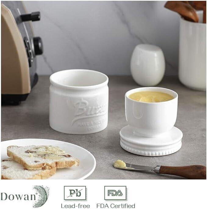 Dowan Buttertopf aus Porzellan, Buttertopf im Mason Jar-Stil