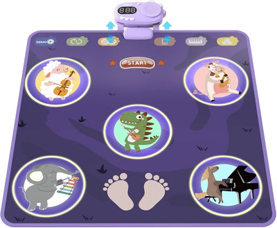 Tanzmatte Spielzeug für 3–8 Jahre Musikmatte + Musik-Player Tier-Leucht-Tanzpad
