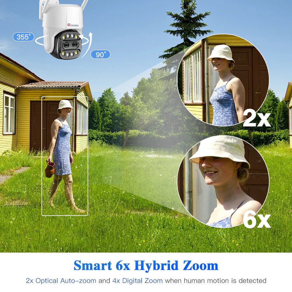 Ctronics 760c - 6-fach Hybrid-Zoom-Überwachungskamera für den Außenbereich(E1)