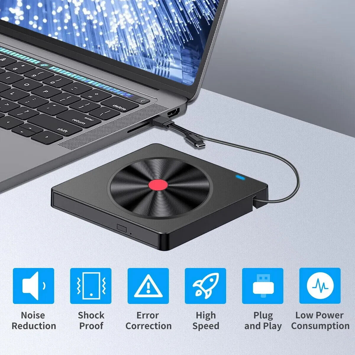 Externes-CD/DVD Laufwerk USB 3.0 +Type C Brenner Player Für&PC&Laptop (2)