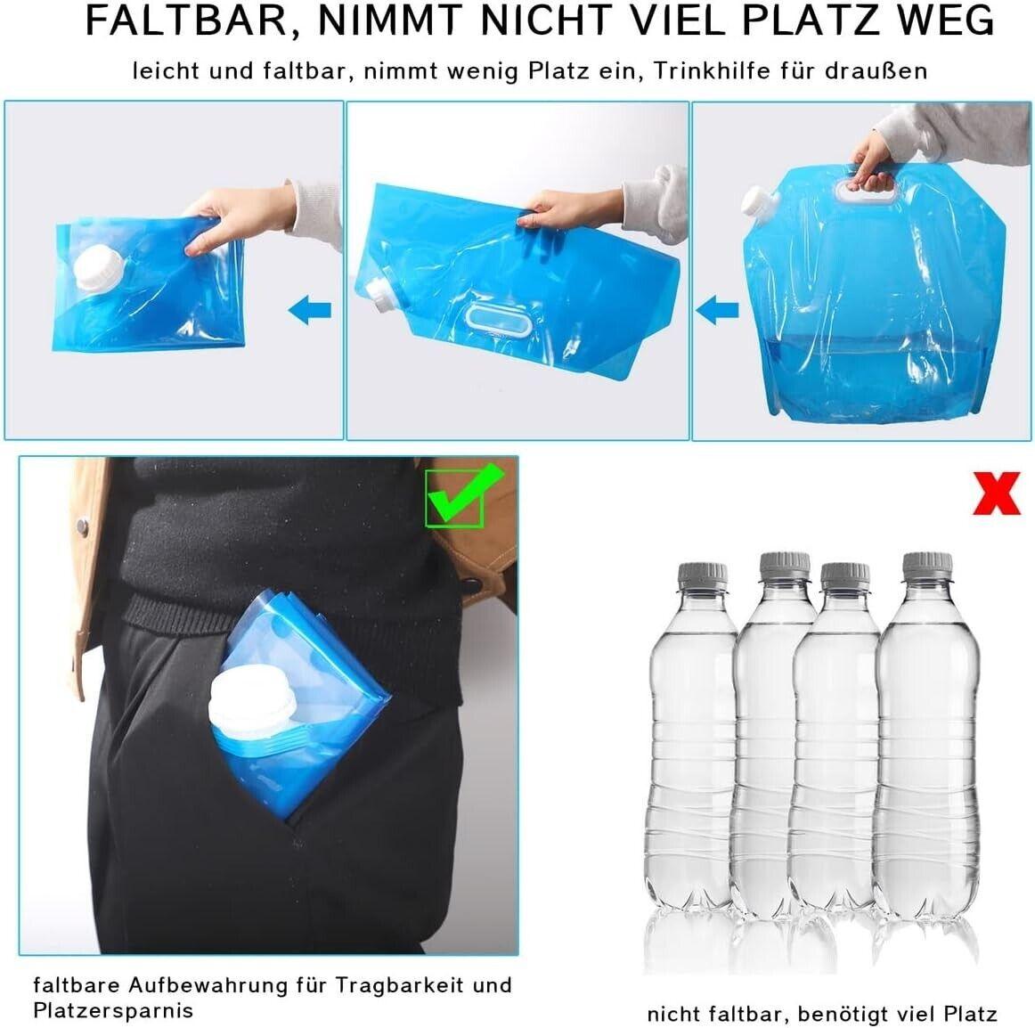 XREE 4 Stück Faltbarer Wasserkanister 10L Tragbarer Wasserbehälter mit dichtem D