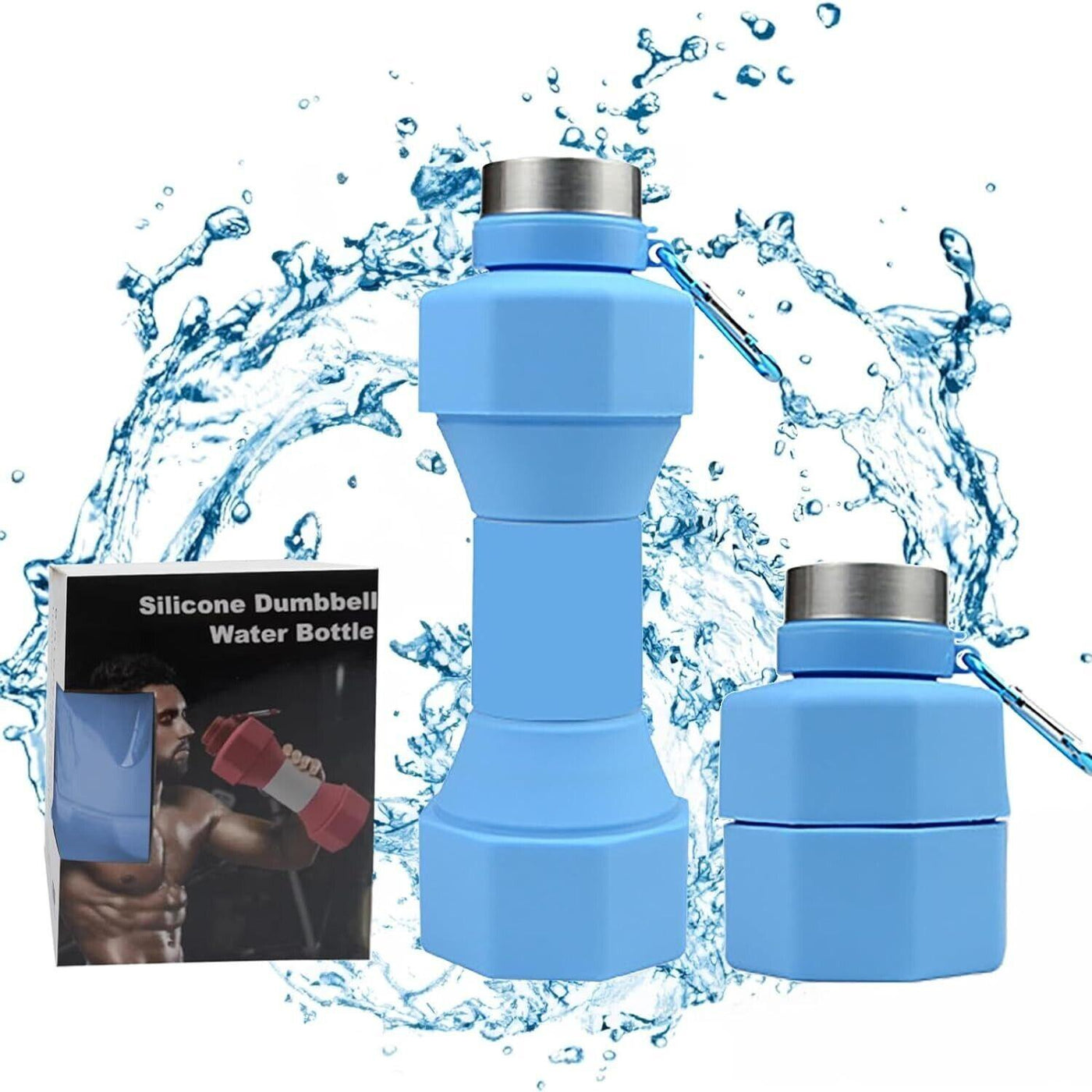 Jullfall Trinkflasche-Faltbare Trinkflasche 650ML Hantel Wasserflasche