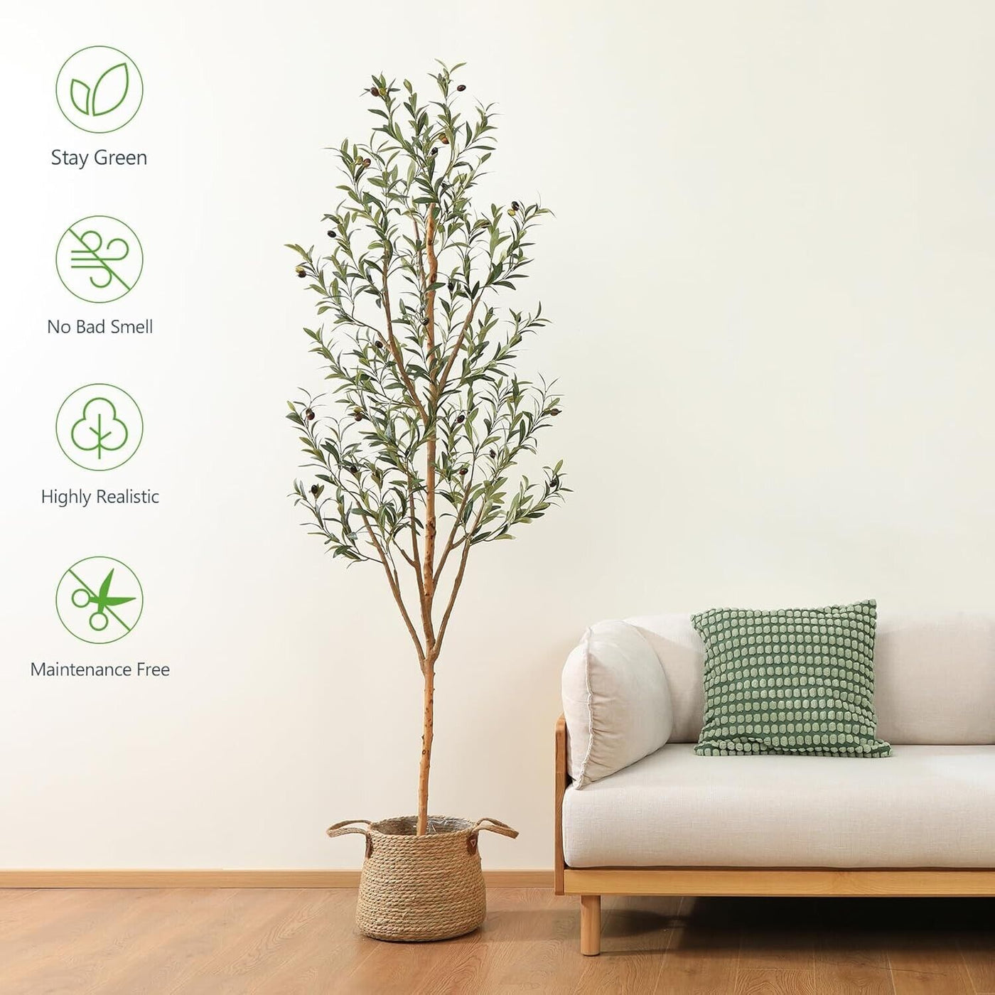 Kazeila Olivenbaum Künstlich Plastikpflanze im Topf für Heimdeko 120cm - 150cm