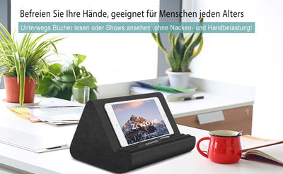Tablet-Ständerkissen mit TascheTablet-iPad-(E)Bücherständer schwarz