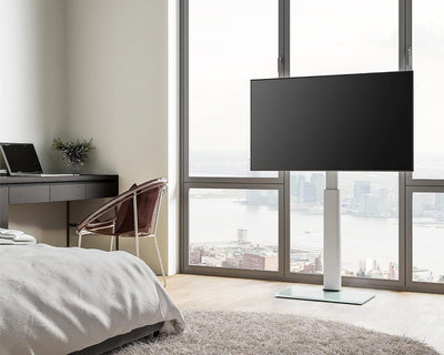 FITUEYES Weißer TV Ständer Bodenständer höhenverstellbar schwenkbar 32-60" 30kg