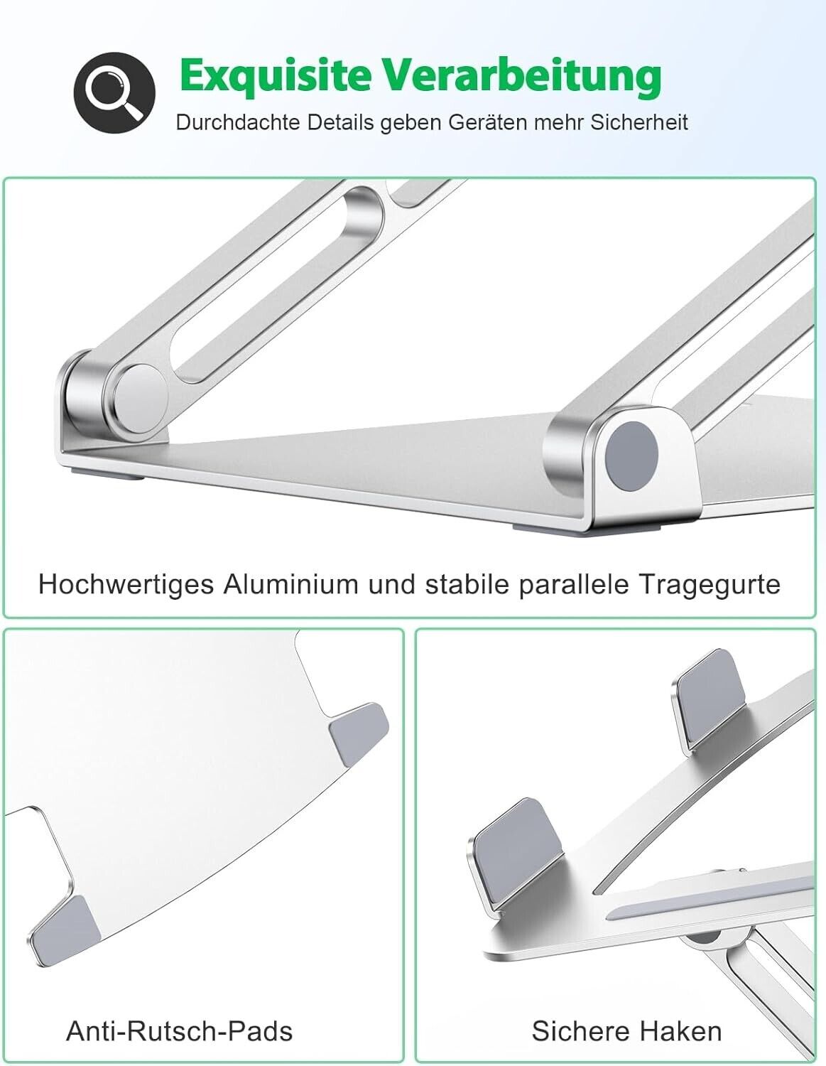 Glangeh Laptop Ständer Aluminium Robust, Belüfteter Ergonomisch Laptop Stand mit