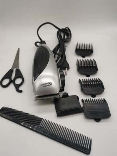 JingYong Haarschneider Schwarz/Silber Kabelgebunden 4 Steckköpfe + Scheere/Kamm