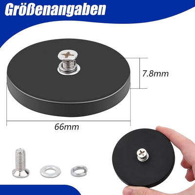 66MM Magnet mit Gewinde Neodym-Magnete mit M6-Gewindebolzen,30kg Haftkraft Gummi
