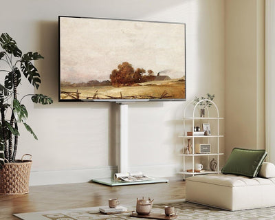 FITUEYES Weißer TV Ständer Bodenständer höhenverstellbar schwenkbar 32-60" 30kg