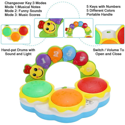 Powiller Baby-Musikinstrument-Spielzeug, Früherziehungs-Baby-Schlagzeug, Baby-Tr