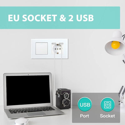 BSEED Lichtschalter mit Steckdose 1 Fach 2 WegeWandschalter mit 16A Schuko Stec