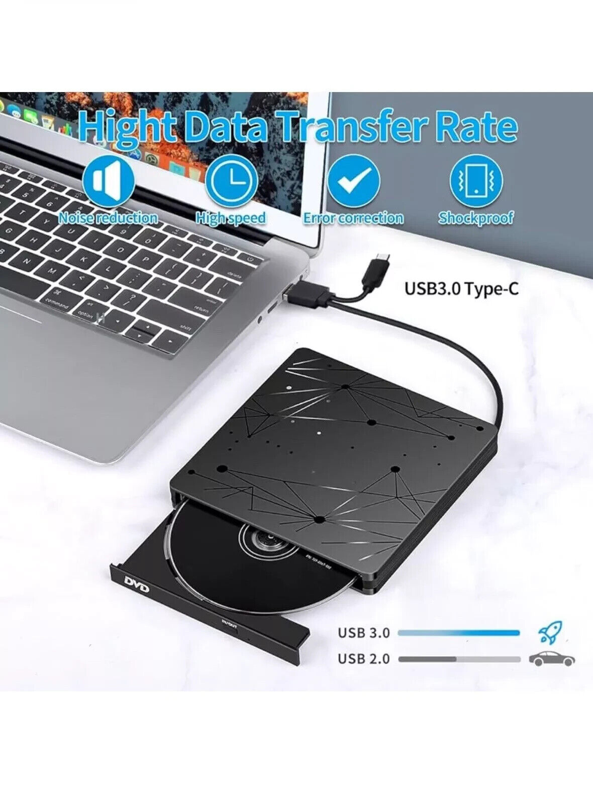 LMEN Externes CD Laufwerk Extern mit USB 3.0 DVD für Laptop PC McBook (3)