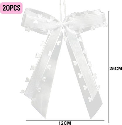 20 Stück Autoschleifen Antennenschleifen Weiß,Schleifen Hochzeit,Hochzeit Deko S