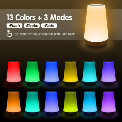 LED Nachttischlampe Nachtlicht Touch RGB mit 13 Farben 5 Helligkeitsstufen (A3)