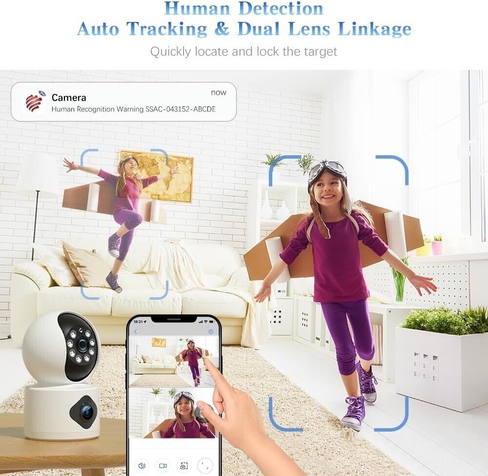 Ctronics 740C Überwachungskamera Innen mit Dual-Objektiv 360° PTZ Dual Kamera