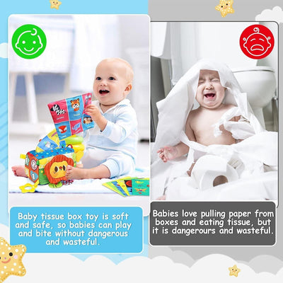 Yotako Baby Spielzeug 6 Monate Tissue Box Toy, 7-in-1 Montessori Sensorik Baby S