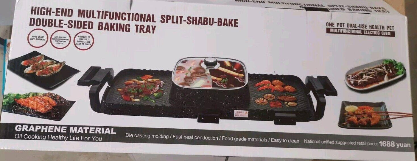 HeißTopf Koreanisch Shabu Doppelseitige Grillpfanne Elektrischer Kochtopf 2In1