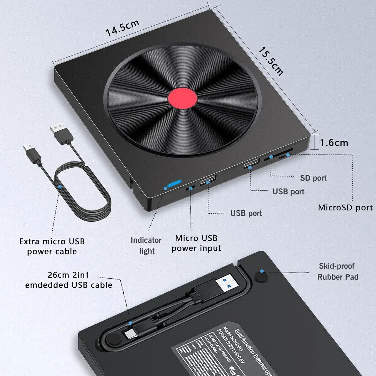 Externes-CD/DVD Laufwerk USB 3.0 +Type C Brenner Player Für&PC&Laptop (2)