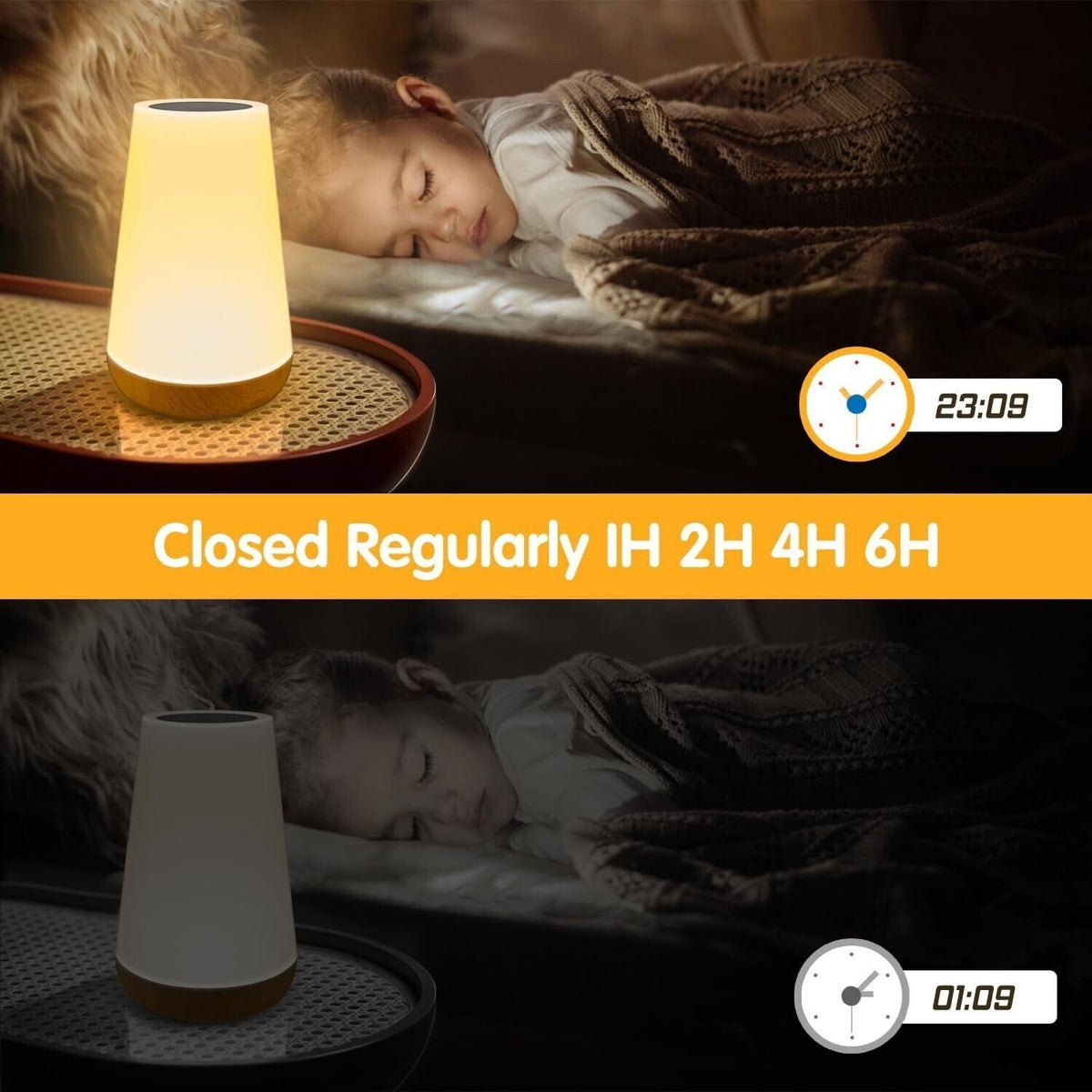 LED Nachttischlampe Nachtlicht Touch RGB mit 13 Farben 5 Helligkeitsstufen (A3)