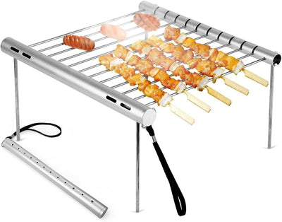 NASHRIO Portable Camping Barbecue Folding Compact Charcoal Barbecue Stainless St