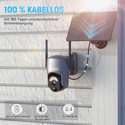 Xega RBX-S50 - Solare Überwachungskamera Aussen kabellos, 2K Super HD PTZ CCTV