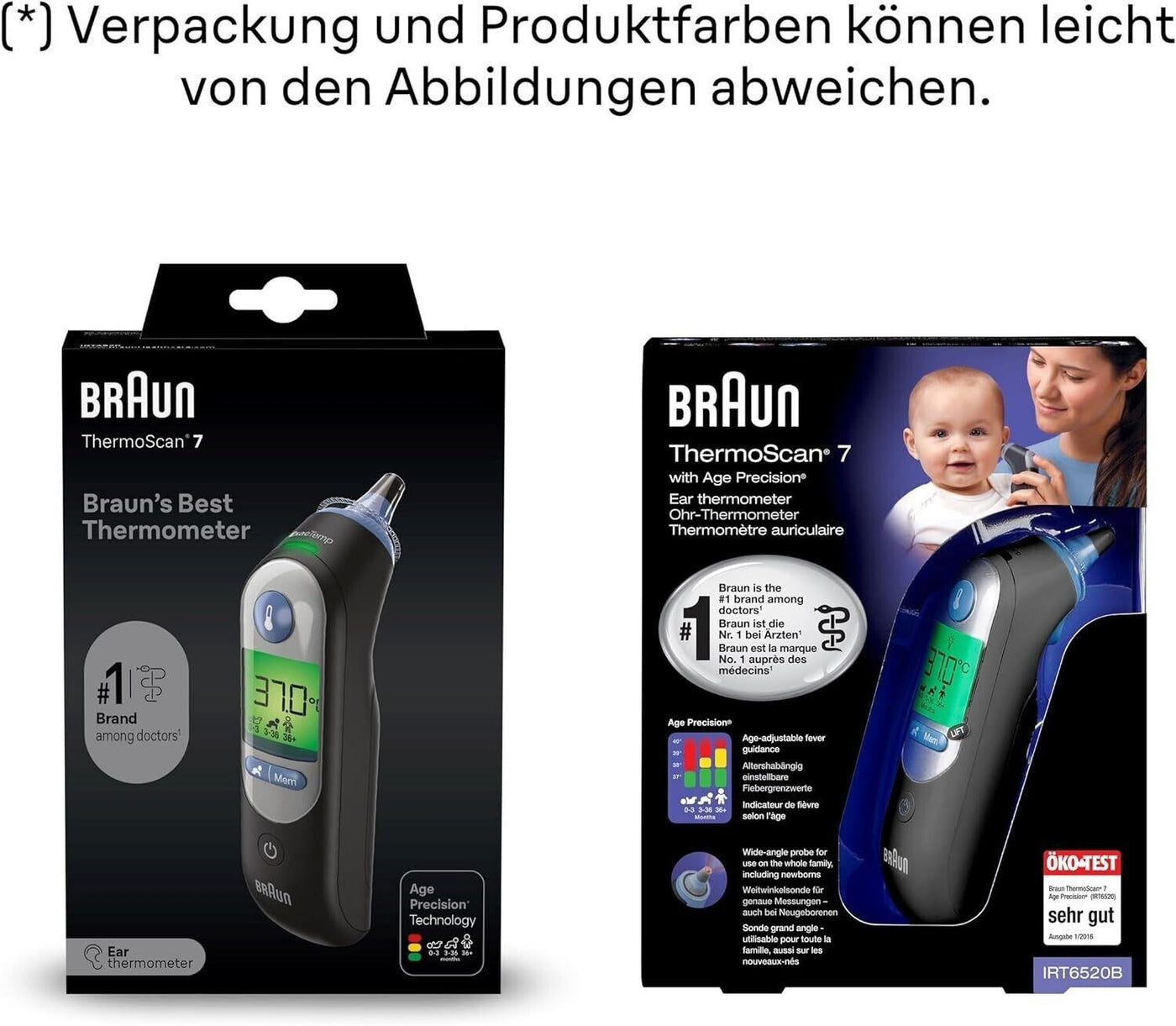 Braun ThermoScan 7 Ohrthermometer Schwarz | Age Precision-Technologie | Digitale