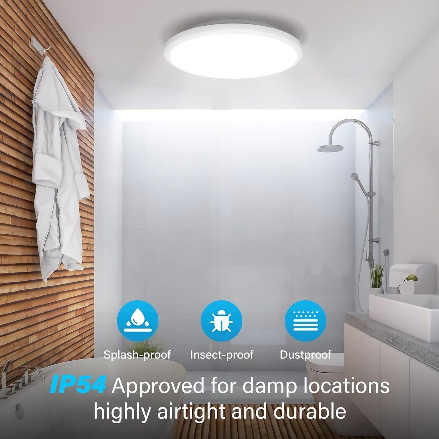 JONMONSM Led Deckenleuchte Flach 25W IP54 Wasserfest, Ø30cm 2000LM 6500k Rund