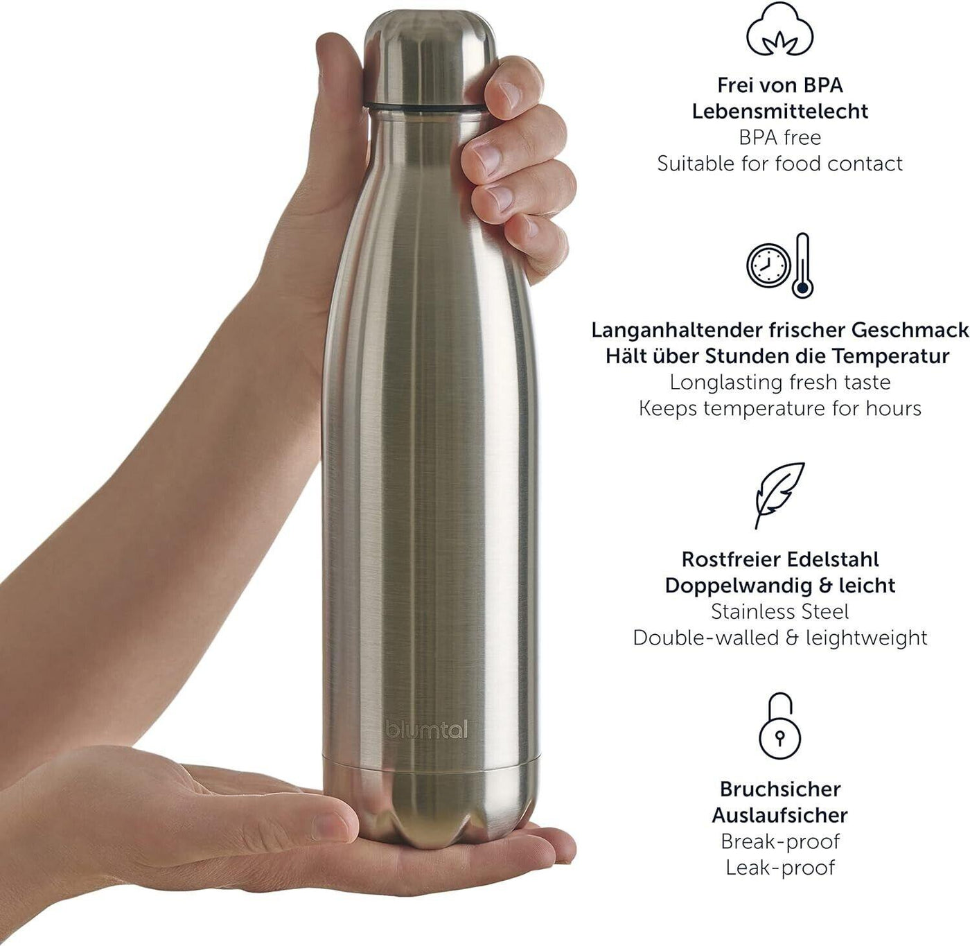Blumtal Trinkflasche Edelstahl Charles - Thermosflasche 750 ml - BPA-frei