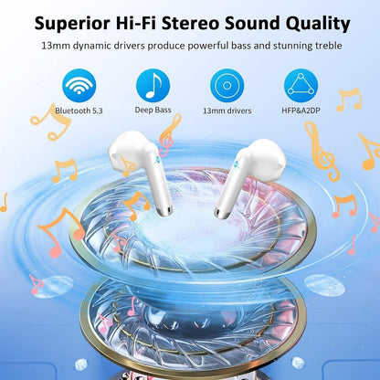 Bluetooth-Kopfhörer, kabellose Bluetooth 5.3 In-Ear-Kopfhörer mit HiFi-Stereo-Ba