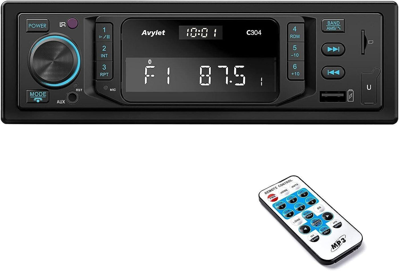 Autoradio Bluetooth 5.0,Avylet RDS/FM/AM/7 Farben 1 Din Autoradio mit Freisprech