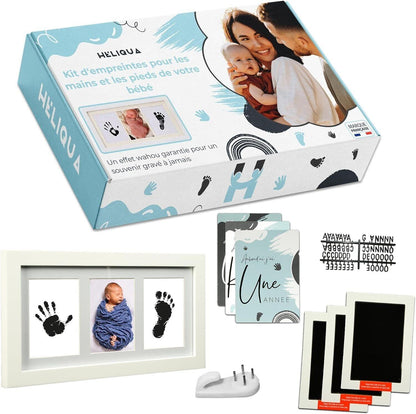 Heliqua Kit Babyabdrücke 100% sicher mit massivem Holzrahmen für Babyabdrücke