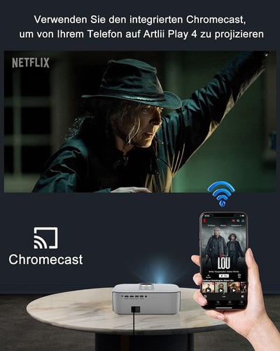 Artlii Play4 Beamer 400 ANSI Android TV Natives 1080P Netflix 4K-Beamer WiFi