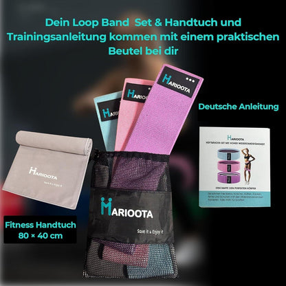 Aoozi - Lange Fitnessbänder aus Stoff, 3er-Set mit verschiedenen