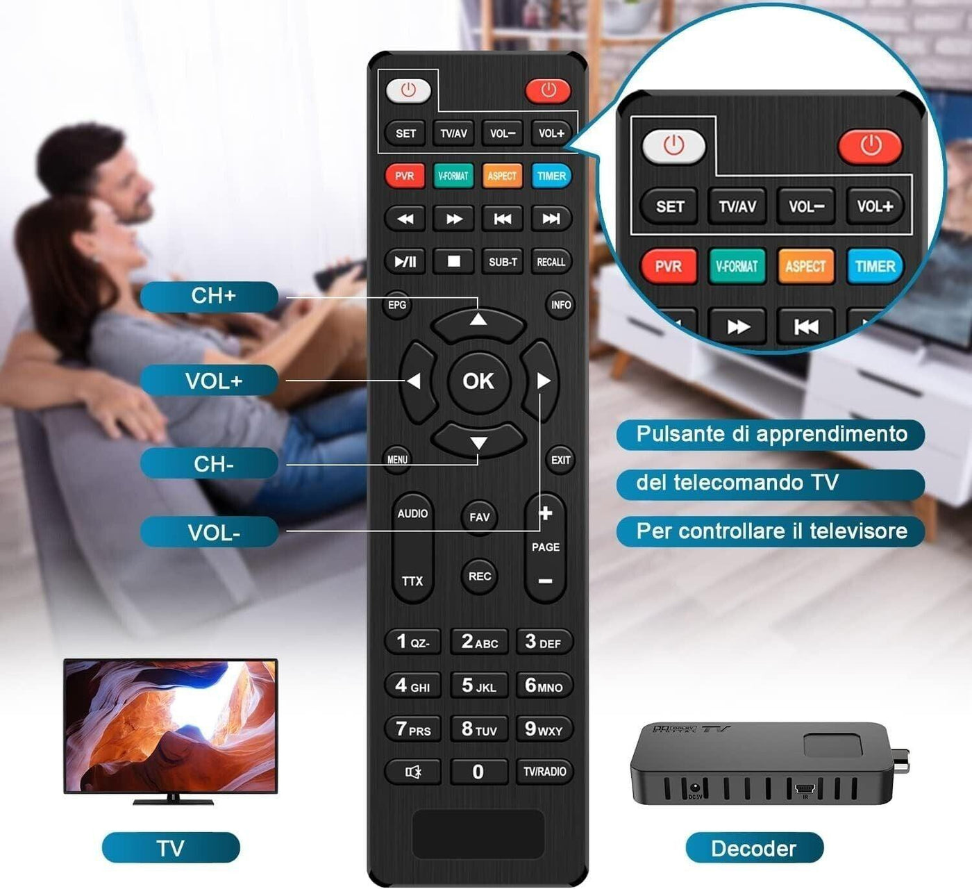 DCOLOR Decoder DVBT2 Digitaler terrestrischer Receiver Mini HDMI Stick HD1080P H