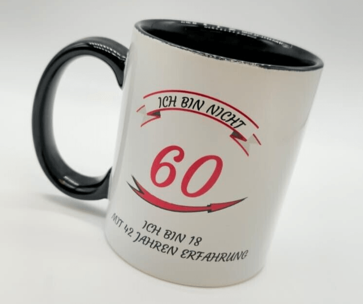 Tasse 60 Geburtstag Lustig mit Spruch WeiSchwarz