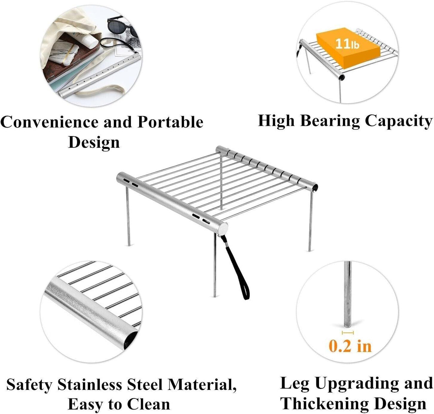 NASHRIO Portable Camping Barbecue Folding Compact Charcoal Barbecue Stainless St