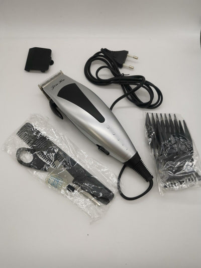 Jin Hu Haarschneider Schwarz/Silber Kabelgebunden 4 Steckköpfe + Schere+Kamm