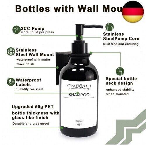 3er Seifenspender Wandbefestigung Set 300ml Seifenspender Wand Schwarz
