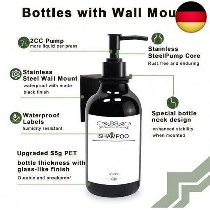 3er Seifenspender Wandbefestigung Set 300ml Seifenspender Wand Schwarz