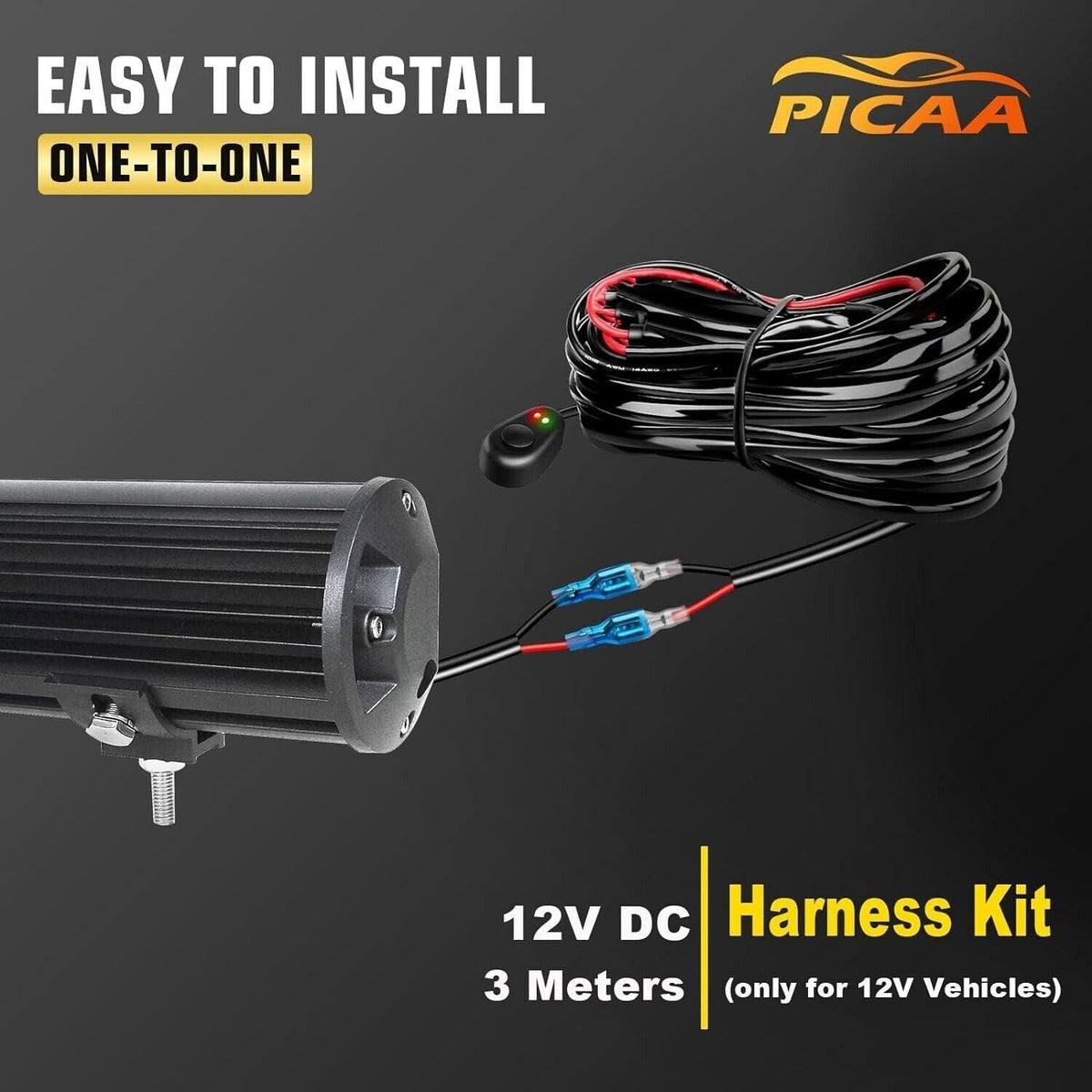 PICAA 20 Zoll 126W LED Lightbar Auto 12V Kabelbaum Lichtbalken Arbeitsscheinwerf
