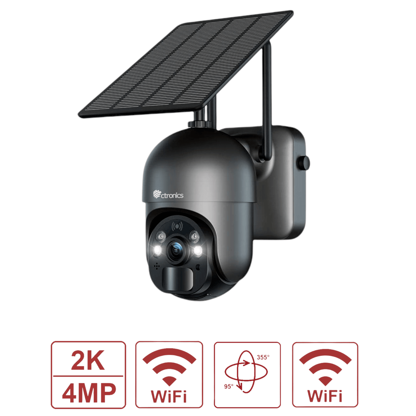 Ctronics CT-S20-G-4MP 2K/4MP Wlan PTZ IP Überwachungskamera inkl. Solarpanel