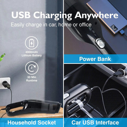 MOCA Kabelloser Handstaubsauger fürs Auto, über USB wiederaufladbar, fürs Auto,